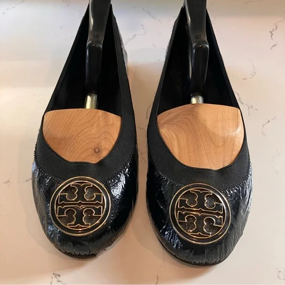 Tory Burch Womens Size 7.5 Black Patent Leather Caroline Ballet Flats - Picture 3 of 13